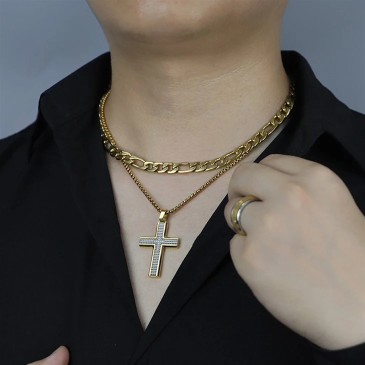 zirconia paved cross pendant necklaces 05
