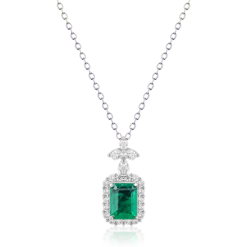 Lab-Created Emerald Necklace Sterling Silver