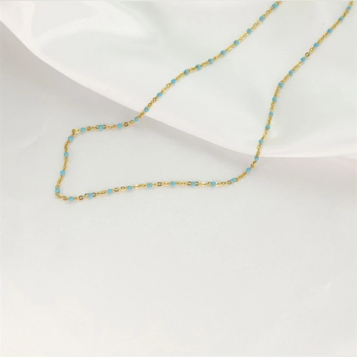 Blue Beaded Cable Chain Necklace price