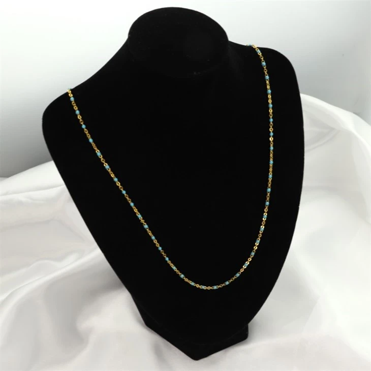 Blue Beaded Cable Chain Necklace factory