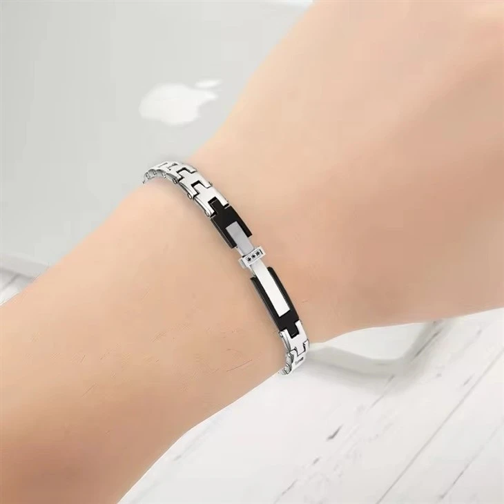 Men Luxury Diamond Bracelets And Bangles Stainless Steel Cross Bracelet
