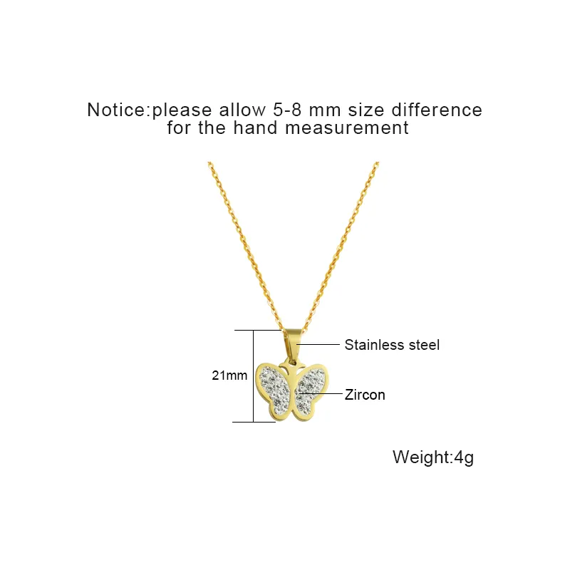 Micro-Pavé Butterfly Zircon Pendant Necklace size detail Micro-Pavé Butterfly Zircon Pendant Necklace size detail