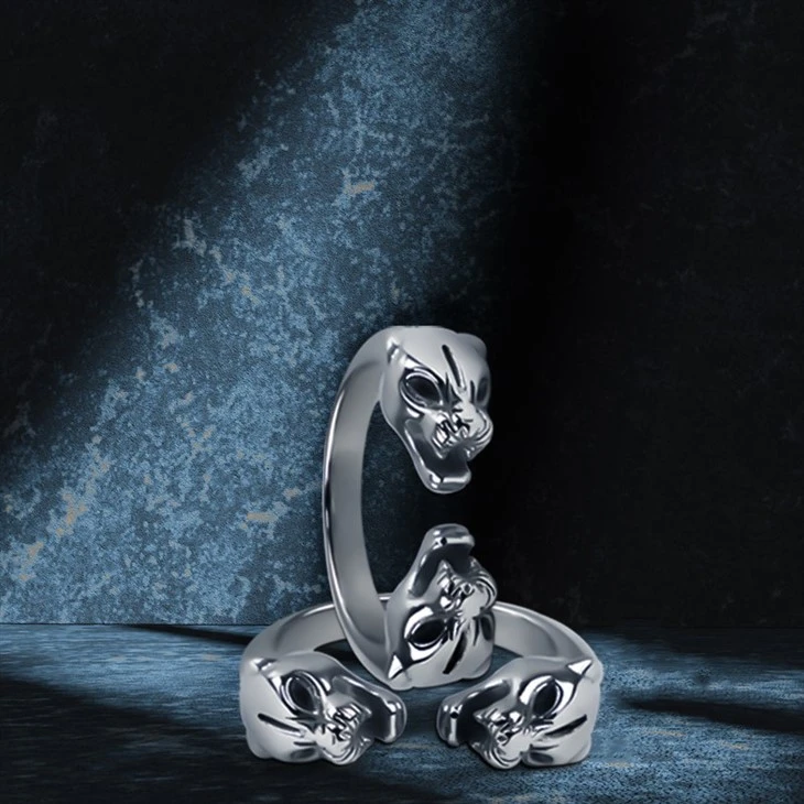 Twin Panther Head Open Ring high quality